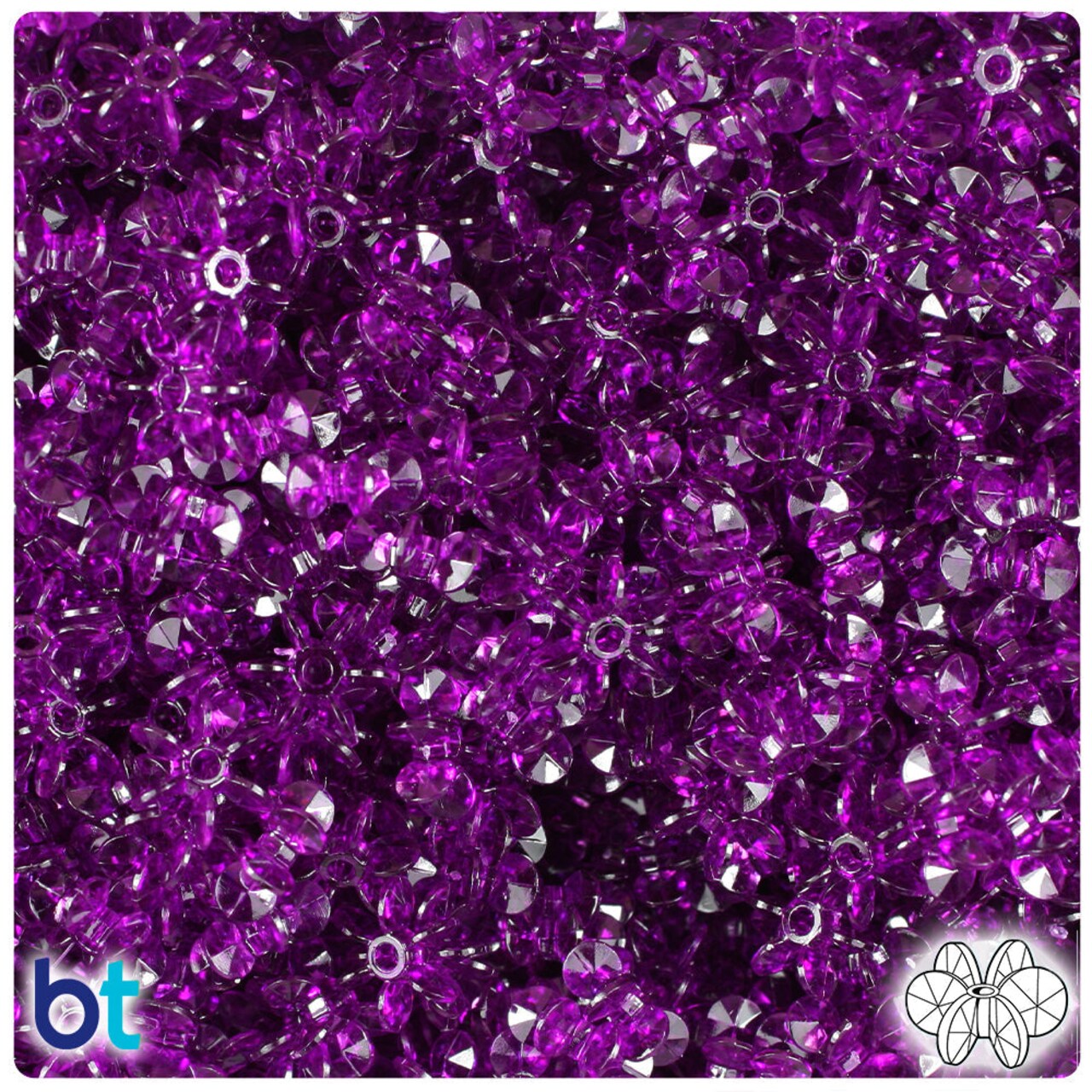 BeadTin Dark Amethyst Transparent 10mm SunBurst Plastic Craft Beads (450pcs)